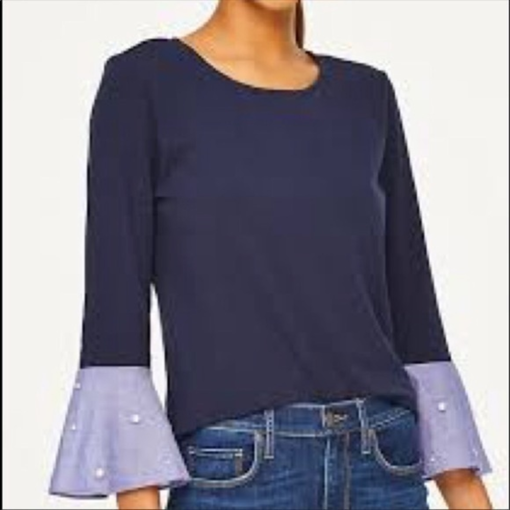 LOFT Pearlized Bell‎ Sleeve Top